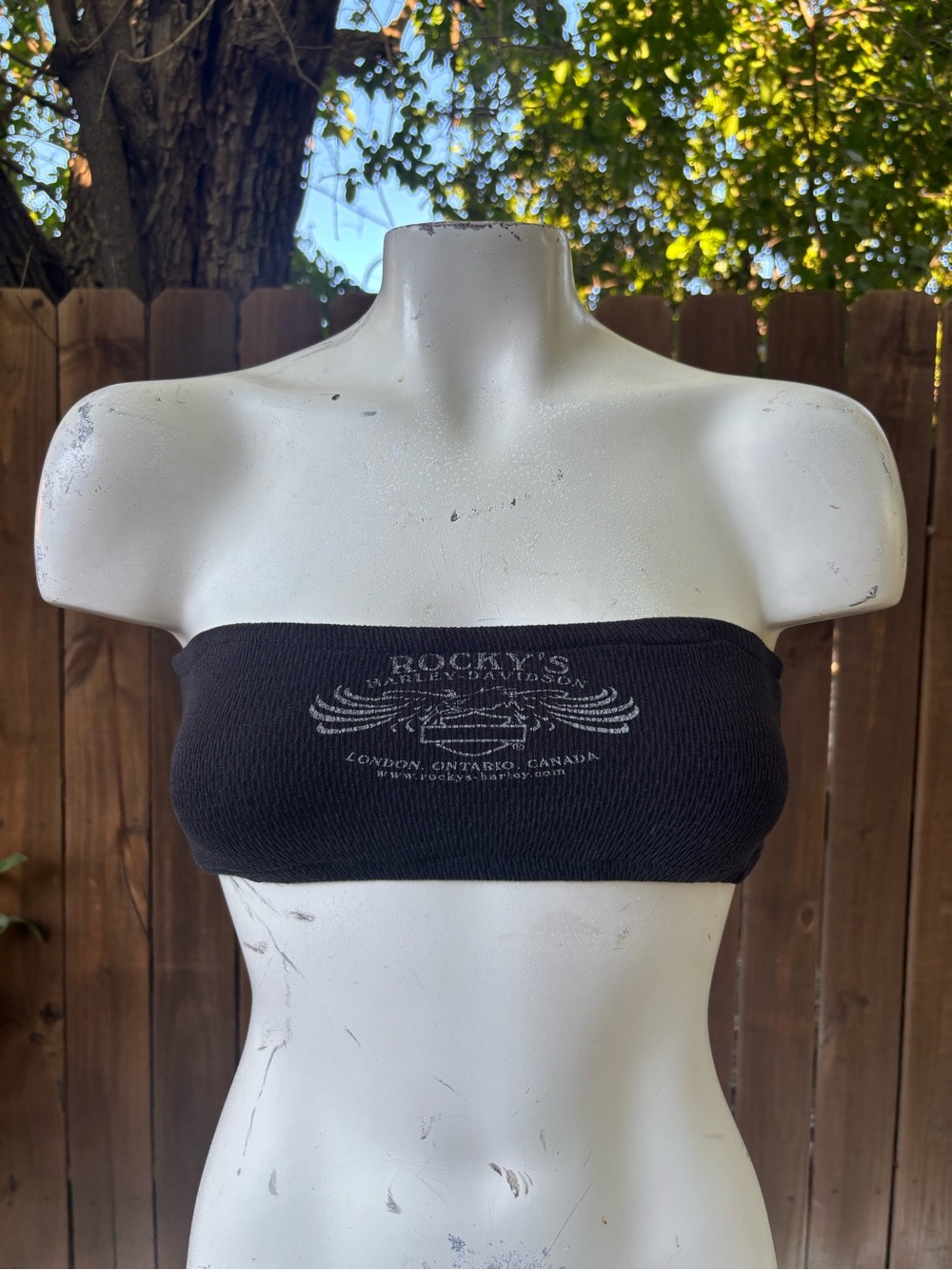 Vintage Harley Davidson Custom Reworked Tube Top/Bandeau XS, Faded Black, Summer